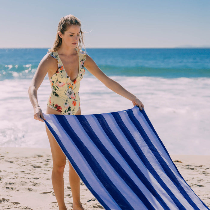 Navy and white striped beach towels outlet