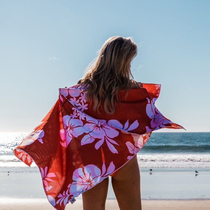 SAND-FREE BEACH TOWEL ORANGE HIBISCUS